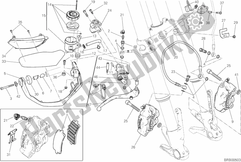 Todas as partes de Sistema De Freio Dianteiro do Ducati Multistrada 1200 S D-air 2016
